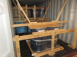 Container blocked and braced for export